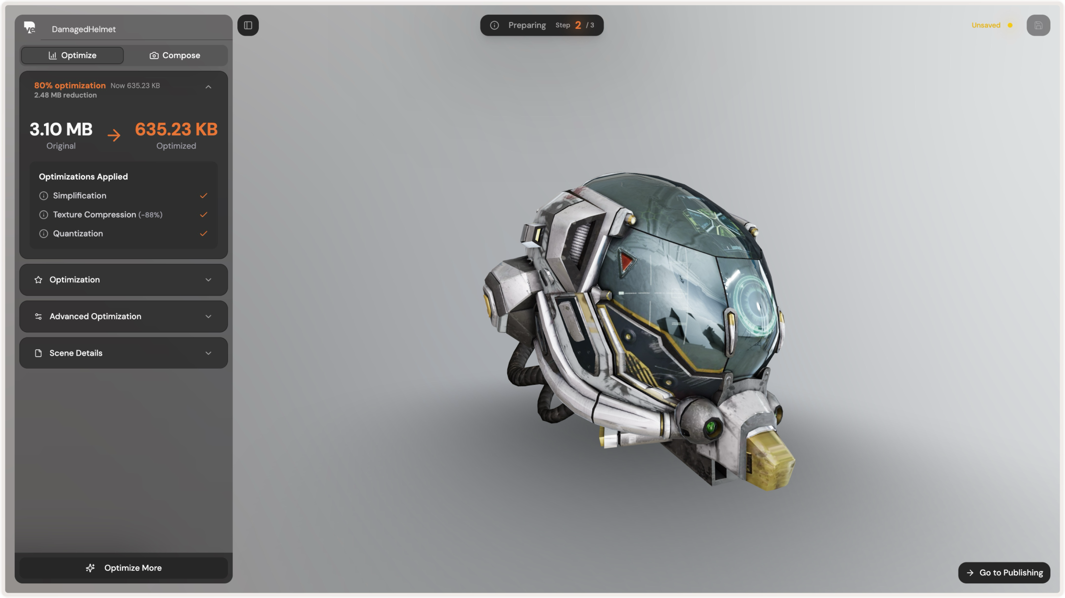 Screenshot of the Vectreal Publisher interface